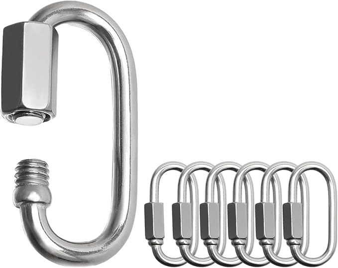 Locking Carabiner Clips 304 Stainless Steel Heavy Duty 6-Pack — Best Pulling & Lifting Gear by ApexWild Gear