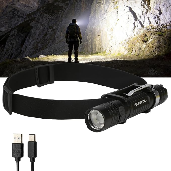 Rugtol USB-C Rechargeable LED Headlamp - Best Headlamp for Camping 2026