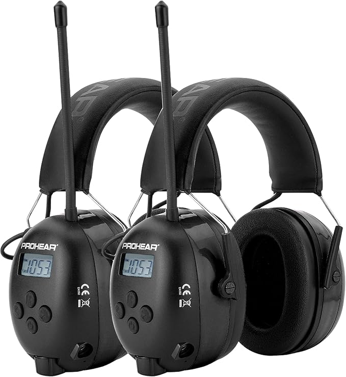PROHEAR Bluetooth hearing protection headphones at a quiet off-grid campsite