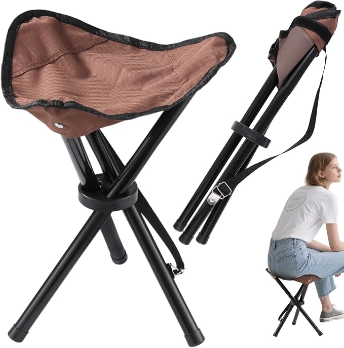 Travel Folding Camping Stool 14.6 inch Lightweight Outdoor Tripod Chair