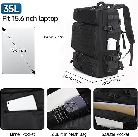Tactical Backpack for Men, 35L Travel Military Backpack - Image 3