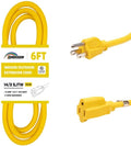 Indoor Outdoor Extension Cord Weatherproof, UL Certified, 14 Gauge 6FT Yellow 3 by HONDERSON