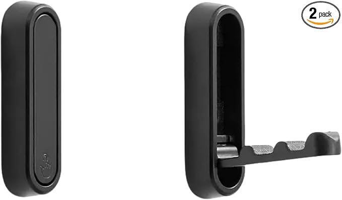 2 Pack Folding Wall Hooks, Foldable Black Coat Hooks by Unknown