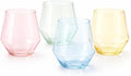 Oojami 40 Pack Diamond Plastic Wine Glasses 12oz Gold Rim Stemless Disposable by Oojami