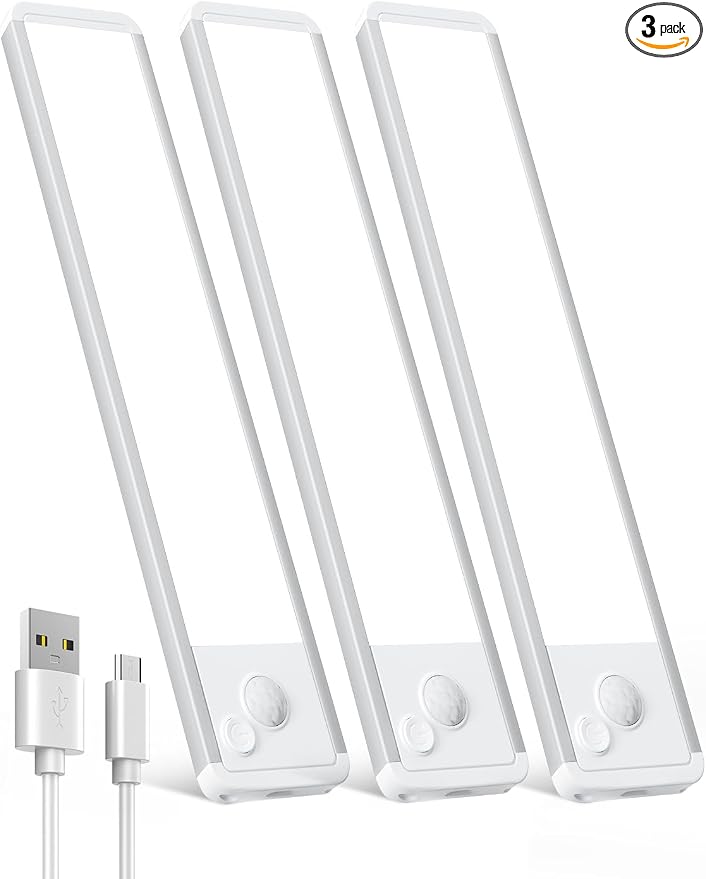 Under Cabinet Motion Sensor Lighting: 10 Inch Dimmable Rechargeable Lights by Vozuji