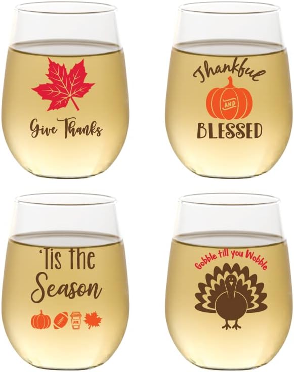 Set of 4 Shatterproof Designer 16 oz Plastic Wine Glasses MADE in the USA by Unknown