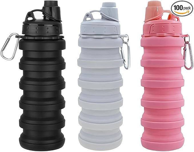 Collapsible Water Bottles 3 PackTravel water bottle Sports Portable Water by Dontinhu