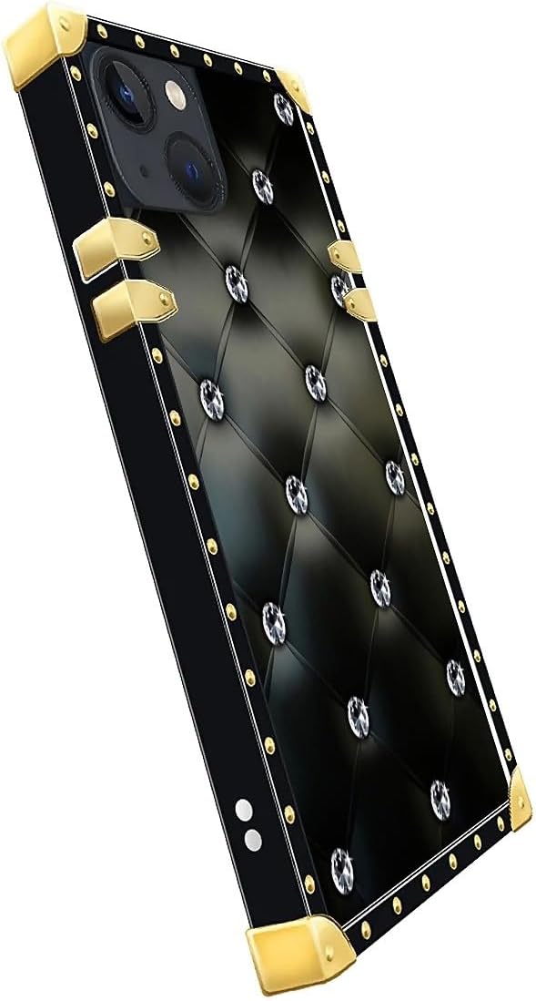Compatible with iPhone 13 Case, Shiny Black Sofa Crystal Luxury Golden - Image 4