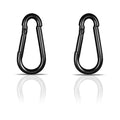 Black Carabiner, Heavy Duty Galvanized Steel Spring Snap Hook Carabiner Clips by High-PQ