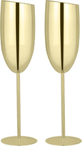 TJ Champagne Glasses Set of 2 Stainless Steel Champagne Flutes 8.5 oz by TJ