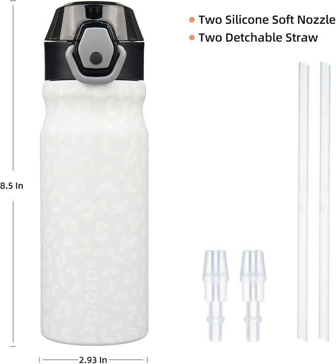 BJPKPK Water Bottle with Straw 18oz Insulated Water Bottles Reusable Stainless - Image 4