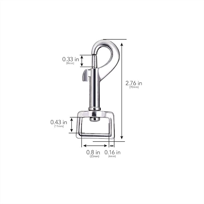 Swivel Snap Hooks, Lucky Goddness 5pcs Metal Heavy Duty Square Eye Clasp Buckle - Image 4