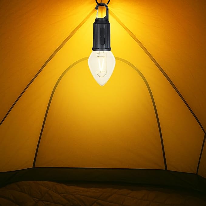 2-Pack Rechargeable Camp Light, Warm White LED Teardrop Bulb, Battery Powered - Image 4