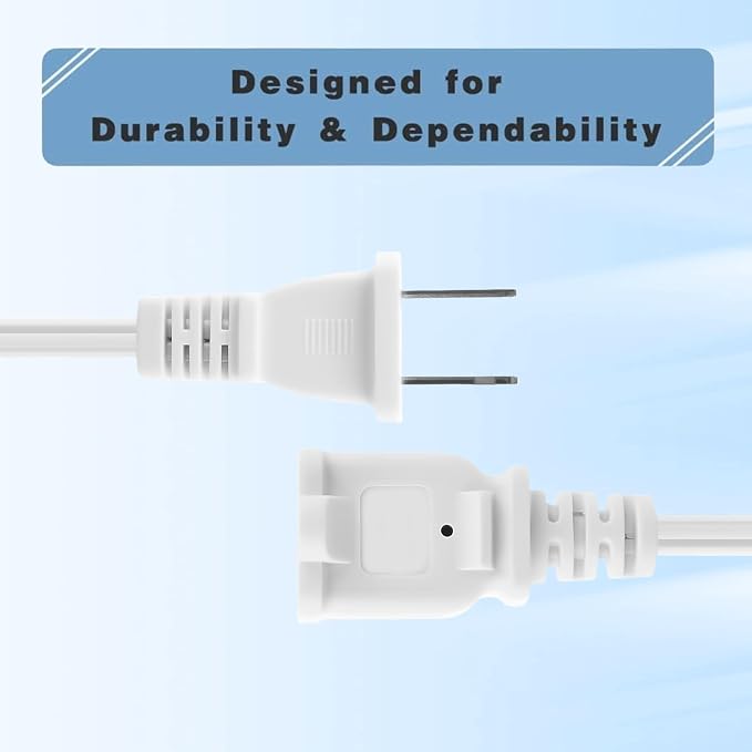 2-Pack Indoor Extension Cord 10FT, 2 Prong Extension Cords White, US - Image 6