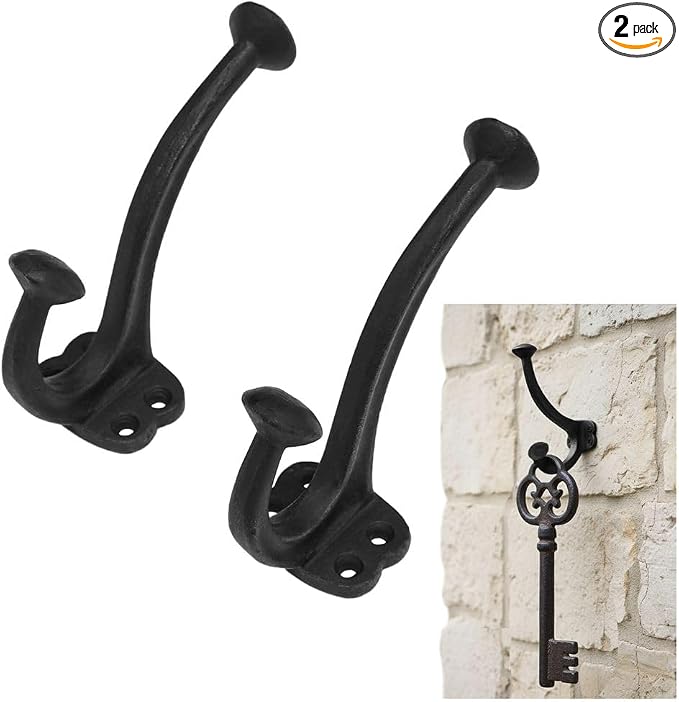 Mystic Colonial Rustic Medieval Cast Iron Wall Hooks | Vintage Black Finish by SaKeGa