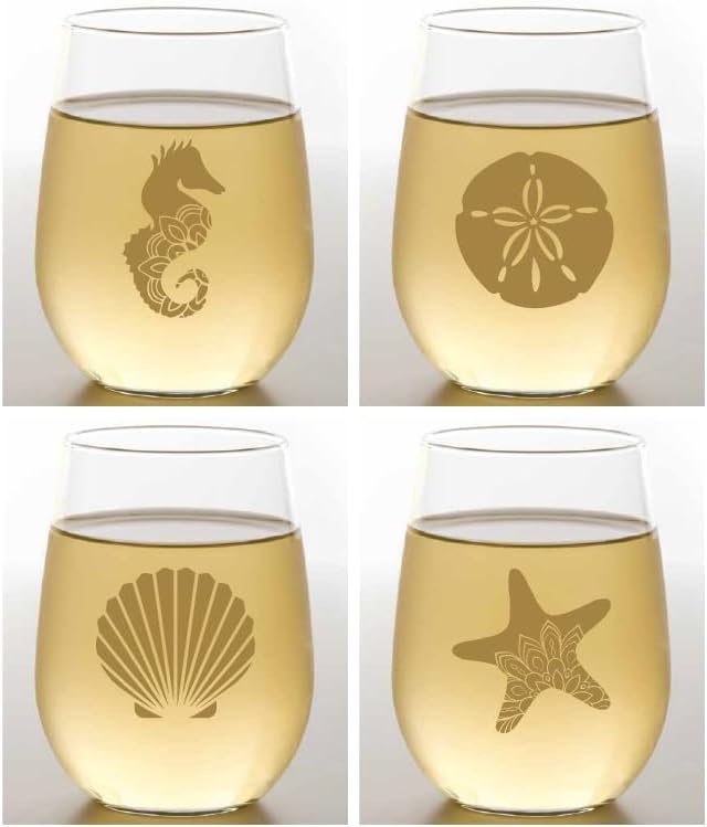 Set of 4 Shatterproof Designer 16 oz Plastic Wine Glasses MADE in the USA by Unknown