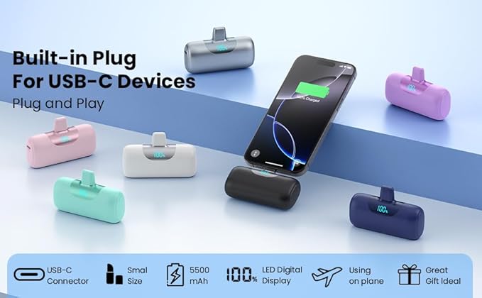 Mini Portable Charger for iPhone 17/16/15 Series, Upgraded 5500mAh PD Fast - Image 8