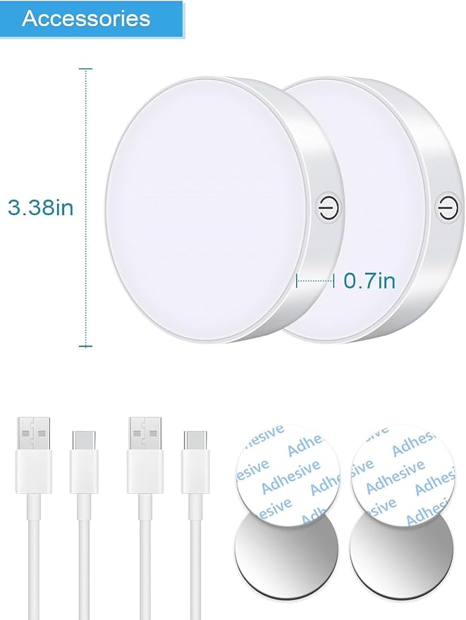 WILLED 3000K Dimmable Touch Lights, Battery Rechargeable Tap Lights, Magnet - Image 2
