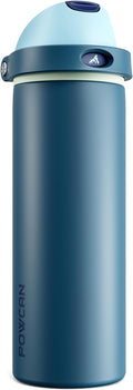 POWCAN 24 oz Insulated Stainless Water Bottle: 2-in-1 Push-Button Spout & by POWCAN