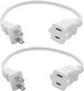 Short Extension Cord 1 FT, 2 Prong White, Mini Extension Cord US Male/Female by Yeatel