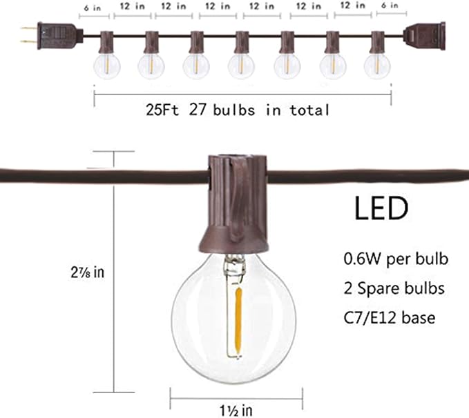 GOOTHY 25Ft Outdoor LED String Lights - Image 2