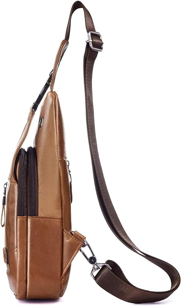 Hebetag Leather Sling Bag Hiking Daypack - Image 8