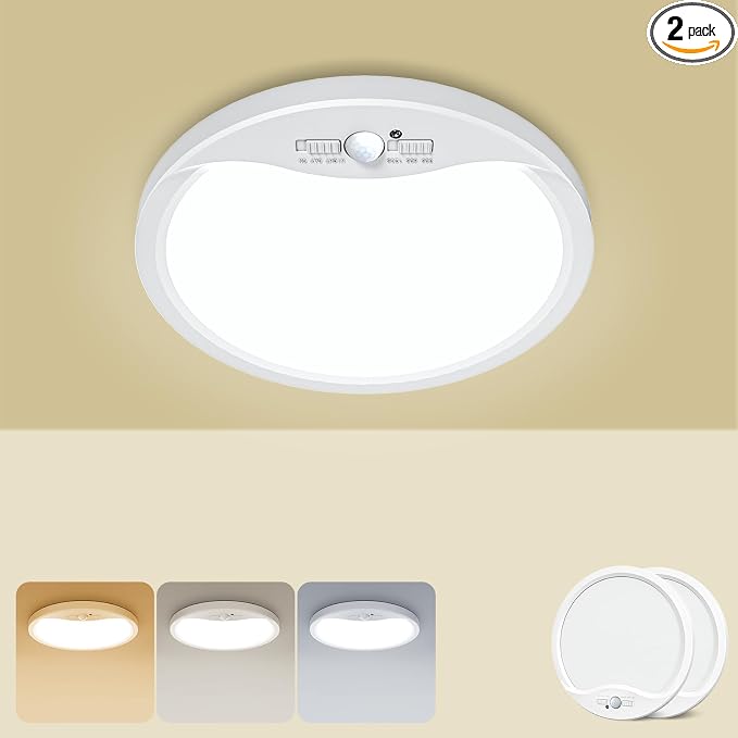 zemty 2Pack 7inch Motion Sensor Ceiling Lights Wired, 15W 1500lm 3CCT/3 by ZemtyCeilinglight