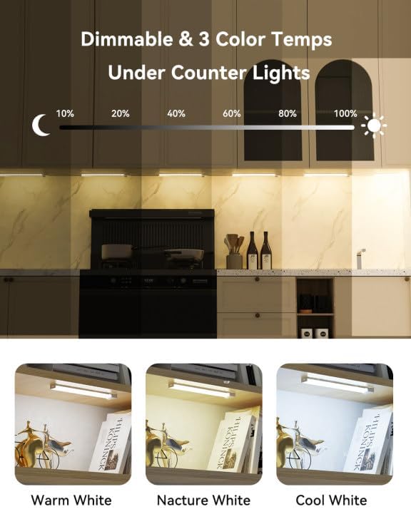 Under Cabinet Lighting 8 Inch 6-Pack, Rechargeable Motion Sensor Light Indoor - Image 6