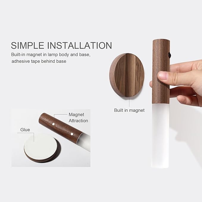 LANDGOO Wooden Motion Sensor Lights Indoor, Magnet Body Hallway Rechargeable - Image 5