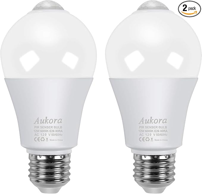 Aukora Motion Sensor Light Bulbs, 12W E26 Motion Activated Dusk to Dawn by AUKORA