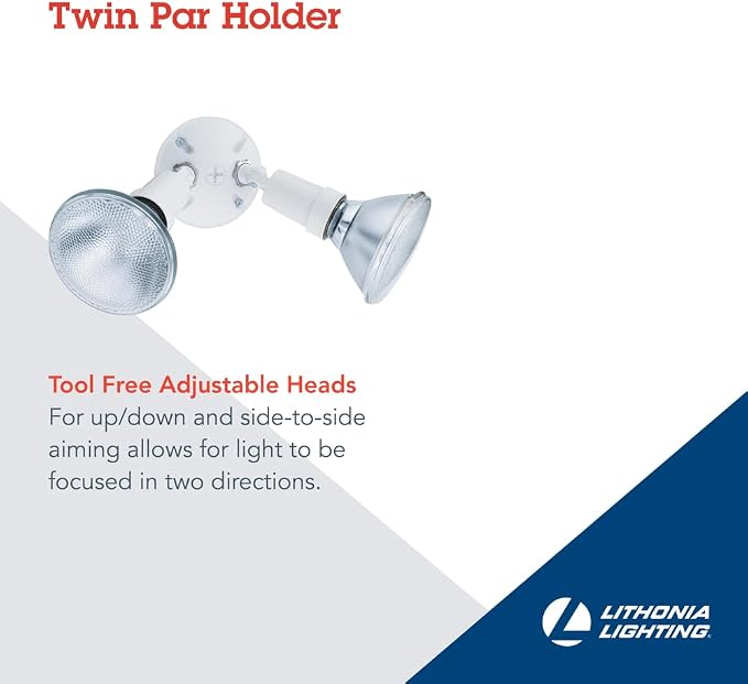 Lithonia Lighting Outdoor Flood Light Fixture, Adjustable Twin Par Flood Light - Image 2