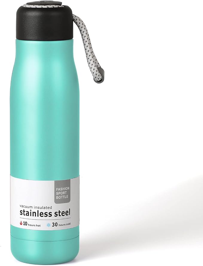 Water Bottle with Portable Lid Metal Thermos Vacuum Insulated Stainless Steel | by Dusgut