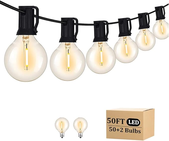 Outdoor String Light 50FT Patio Black by Unknown