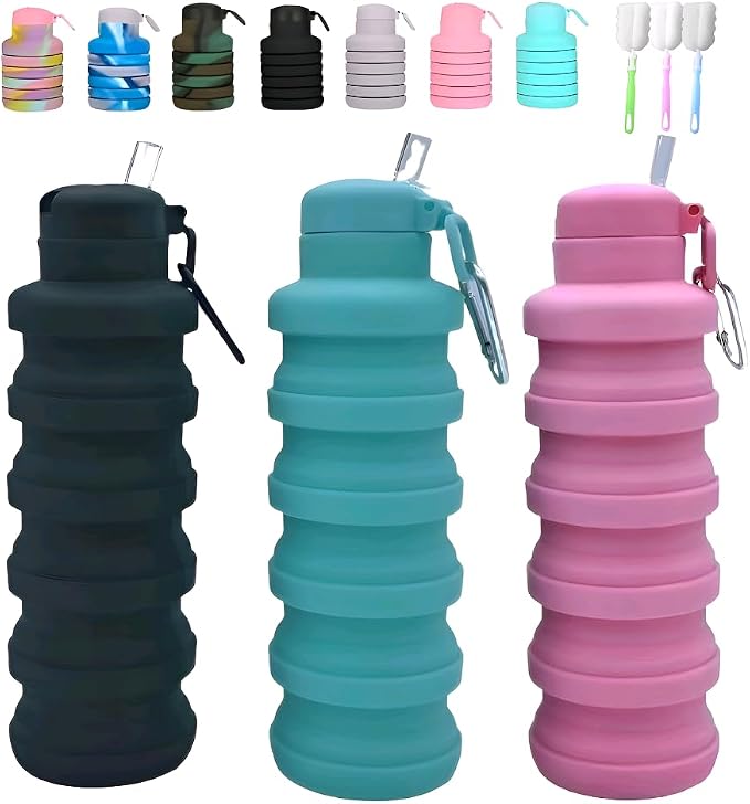Collapsible water bottles 3 Pack by LIZADIN