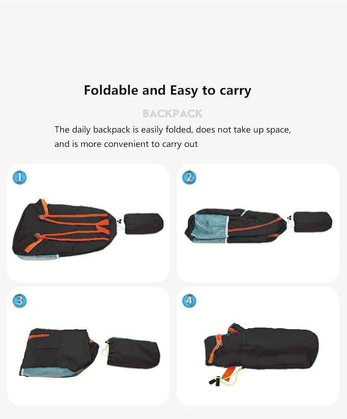 levayhill 25L Foldable Backpack & Bucket Hat 2 IN1 Combo, Lightweight packable - Image 7