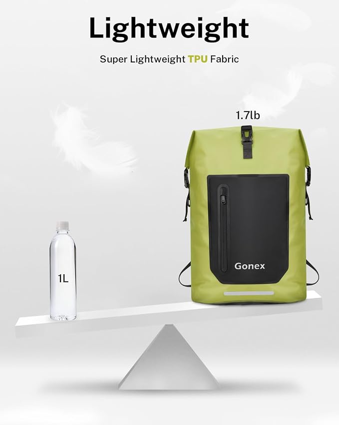Gonex Ultralight Waterproof TPU Backpack, 35L Roll Top Dry Bag - Image 3