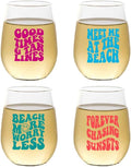 Set of 4 Shatterproof Designer 16 oz Plastic Wine Glasses MADE in the USA by Unknown