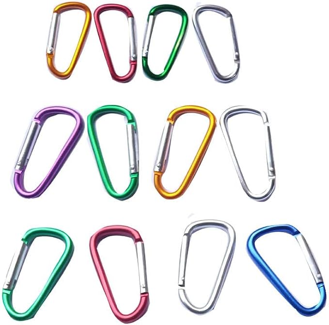 12Pcs Aluminum Carabiner D Ring, Includes Small 1.8" Carbineers, Medium 2.2" D by HeGangLy