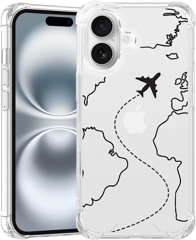 FANXI Minimalist Airplane Travel Map Phone Case Compatible by FANXI