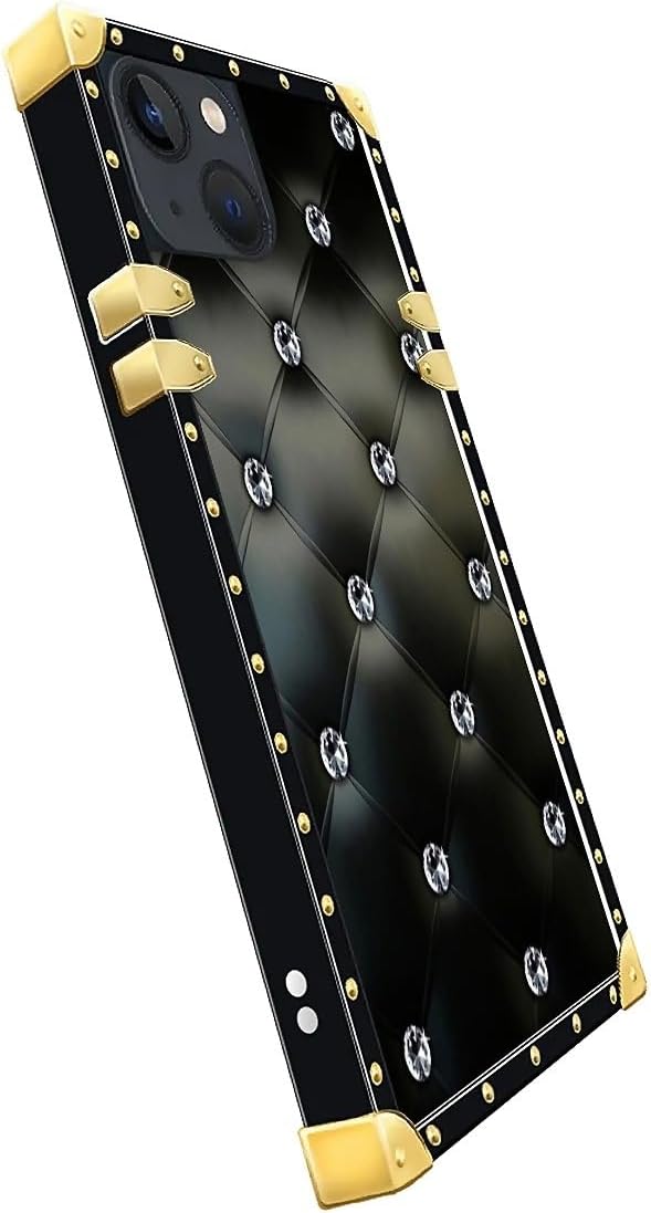Compatible with iPhone 15 Case, Shiny Black Sofa Crystal Luxury Golden - Image 4