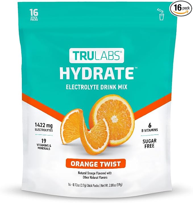 TRULABS Hydrate Electrolyte Drink Mix – Orange Twist Flavor, Sugar-Free by Unknown