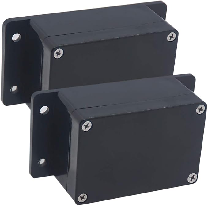 2 Pack Project Box IP65 Waterproof Junction Box ABS Plastic Black Electrical by Raculety