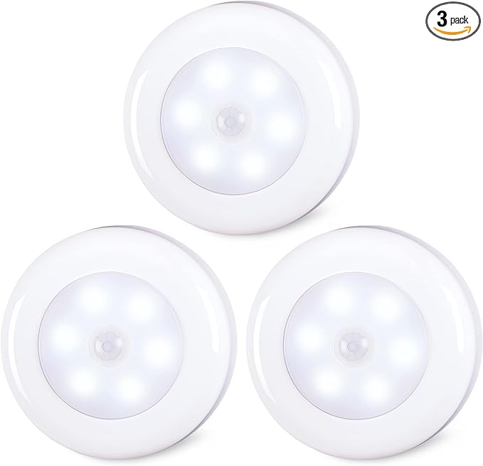 STAR-SPANGLED 3 Pack 2.8” Motion Sensor Lights Indoor AAA Battery Operated by STAR-SPANGLED