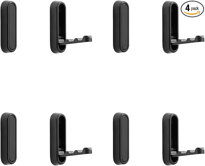 4 Pack Folding Wall Hooks, Foldable Black Coat Hooks by Unknown