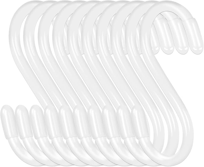 DINGEE 30 Pack 3 Inch White S Hooks, Vinyl Coated Heavy Duty S Hook by DINGEEUtilityHook