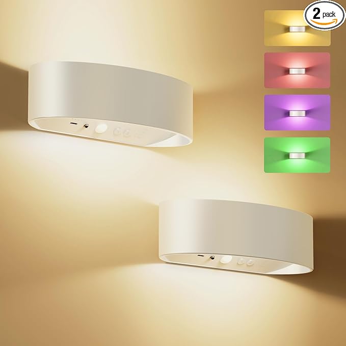Motion Sensor Wall Light, 5000mAh Rechargeable Battery Operated Wall Sconces by WelcometoFULNIX