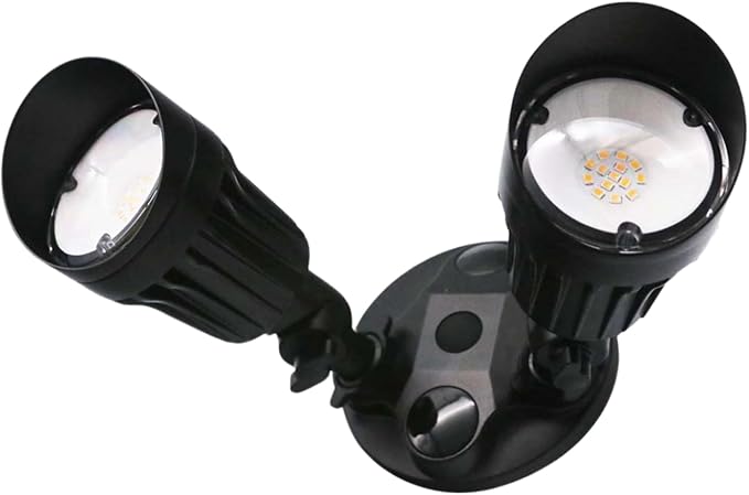 LED Black 2-Light Bullet Flood Light- 3000K Adjustable Dual Head Hardwired by HOMENHANCEMENTS