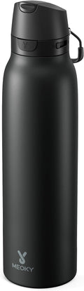 Meoky 24 oz Slim Insulated Water Bottle: Leak Proof Locking Lid, 2-in-1 Straw by MEOKY