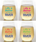 Set of 4 Shatterproof Designer 16 oz Plastic Wine Glasses MADE in the USA by Unknown