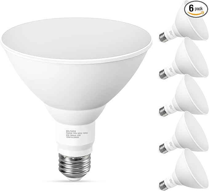 GvvooHome PAR38 Outdoor Flood Light Bulbs, LED Flood Light Bulb Warm White 3000K by GvvooHome